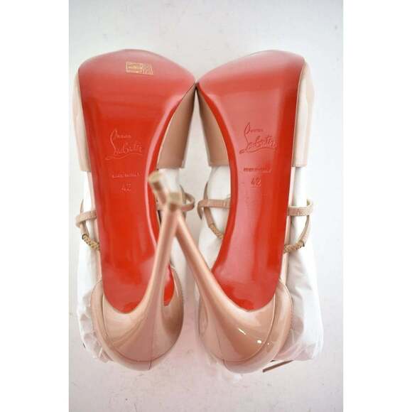 Christian Louboutin Holly Alta 120 Nude Patent Cross Strap Sandal Heel Pump 42 - Picture 12 of 12